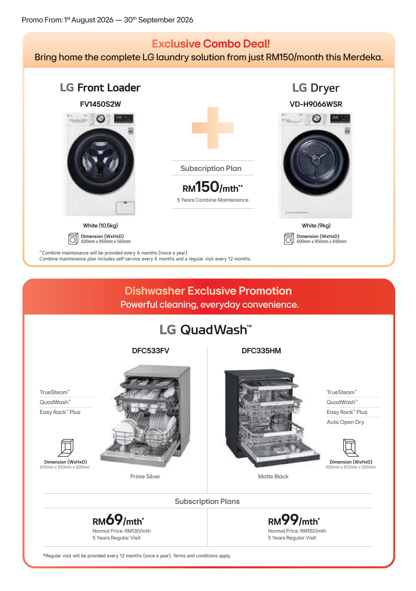 Washer & Dryer Special Combo